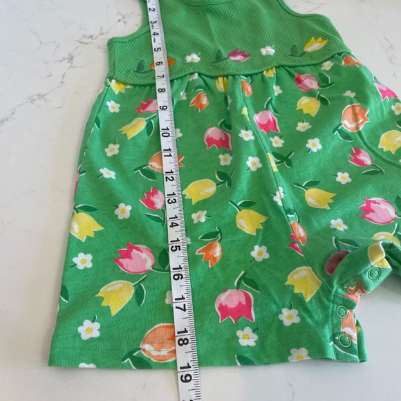 Basic Editions Green Sleeveless Romper Embroidered Flowers Size 3T - Picture 11 of 13